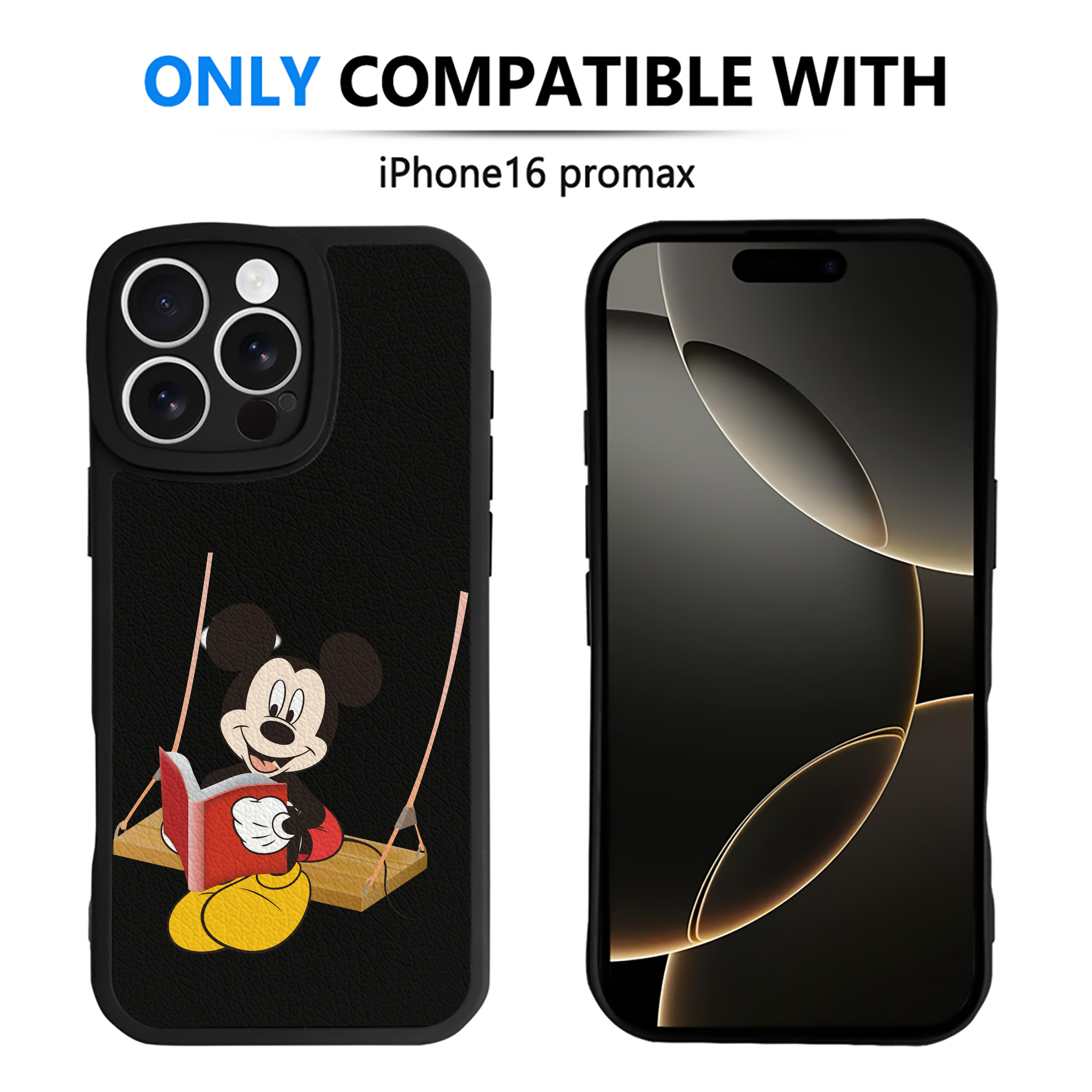 （画像用） ミッキーマウス Mickey Mouse 【iPhone 16シリーズ対応】シリコンスマホケース（レザー調） 材質：シリコン